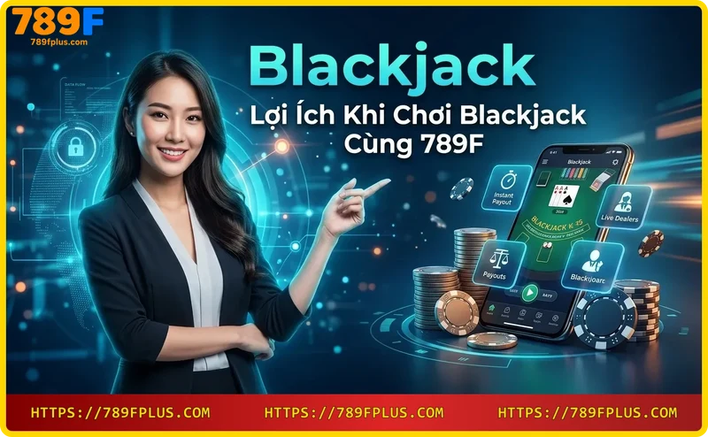 Biểu tượng bảo mật và chip vàng thể hiện lợi ích khi chơi Blackjack