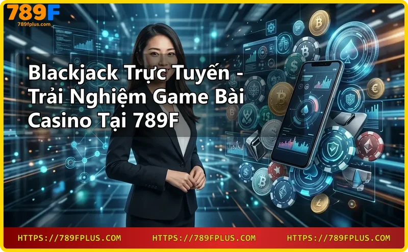 Ván bài Blackjack với dealer chia bài và chip sáng bóng